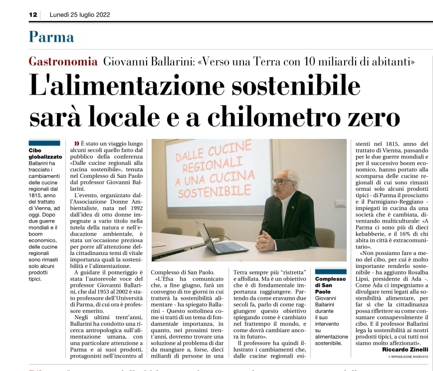 L'alimentazione sostenibile sarà locale e a chilometro zero