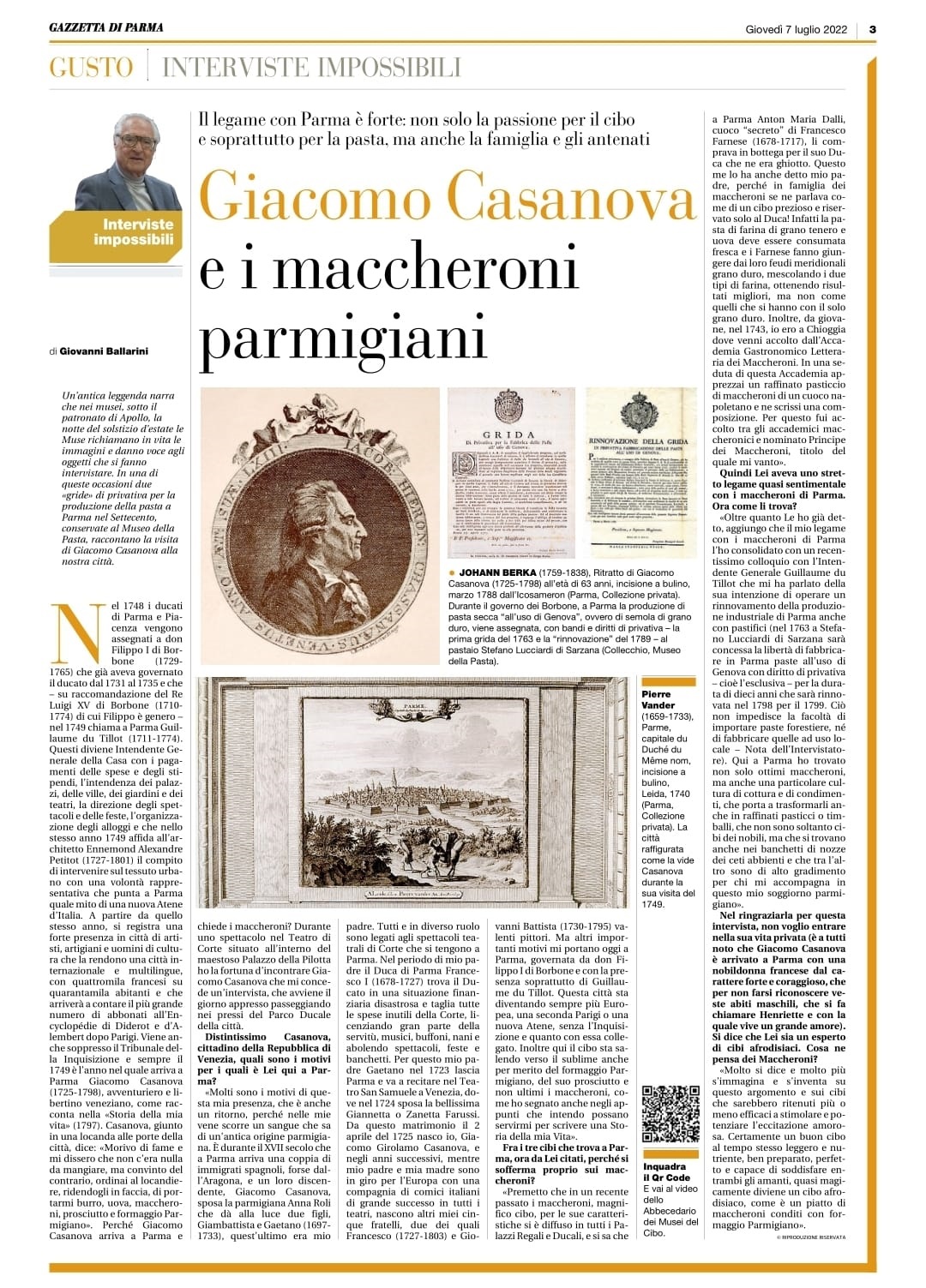 Giacomo Casanova e i maccheroni parmigiani