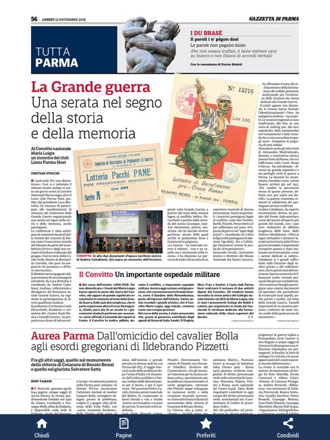 PER NON DIMENTICARE Gazzetta di Parma 12 11 2018